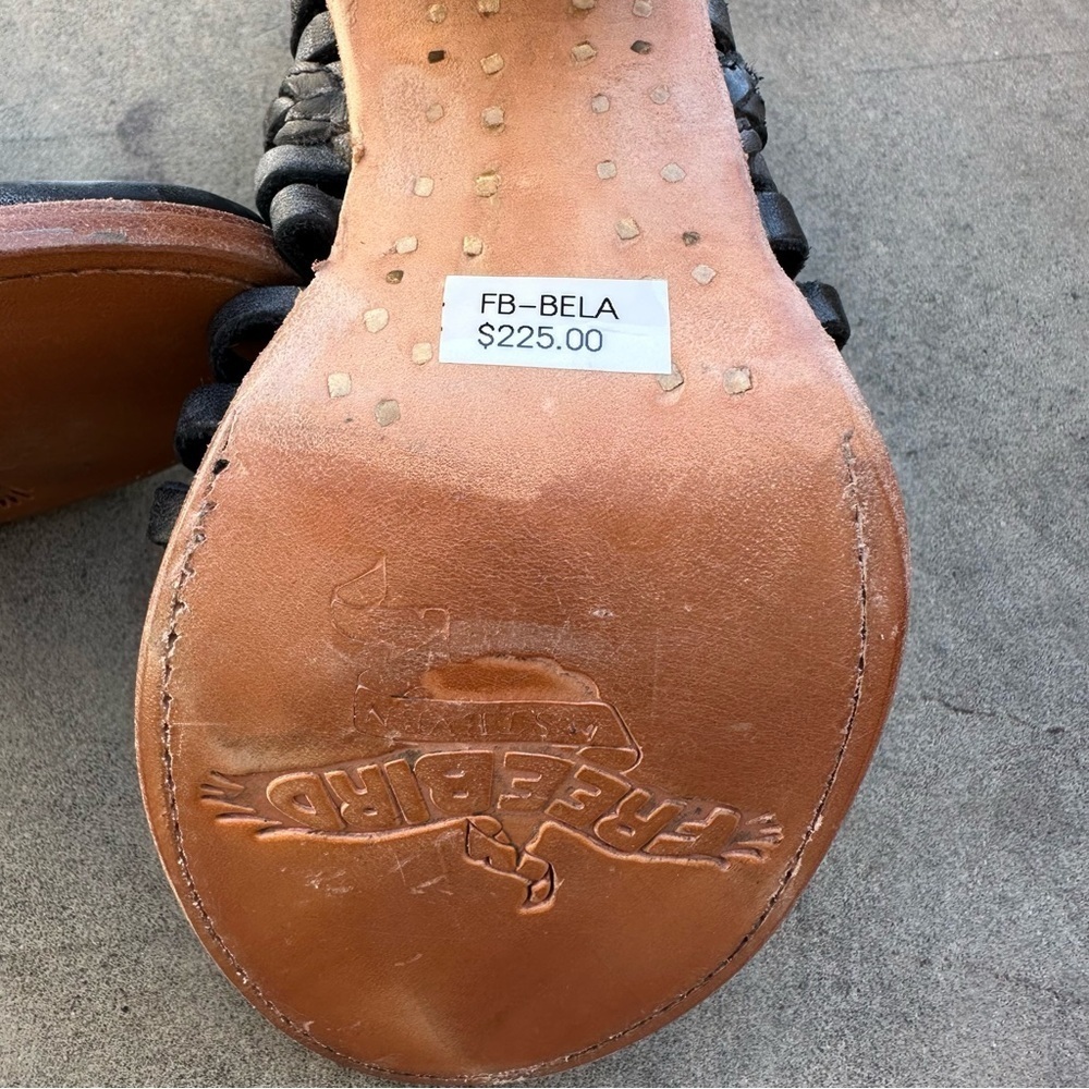 Freebird by Steven Bela Heeled Cage Sandal Ankle Boots in Distressed Black NEW 7 - Picture 10 of 11